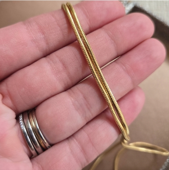 SOLD Vintage 14k Gold Round Snake Chain Necklace - Picture 4 of 10